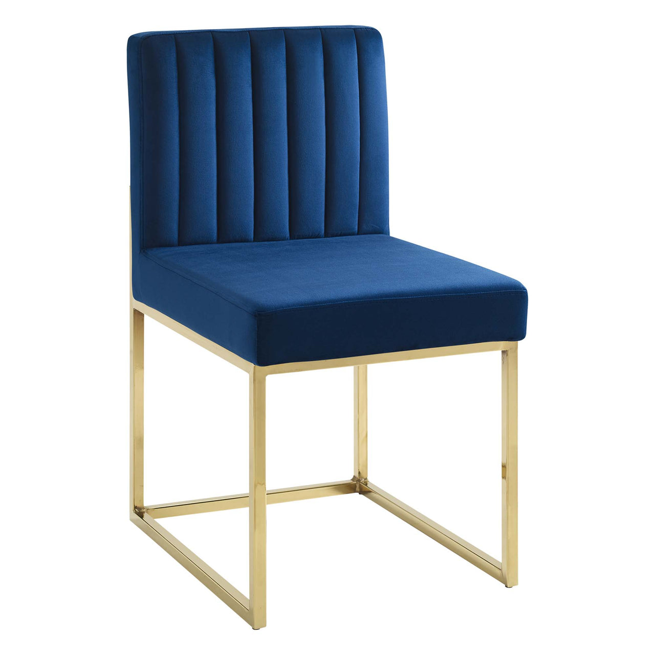 Empress Velvet Side Chair Set of 2, Gold & Navy