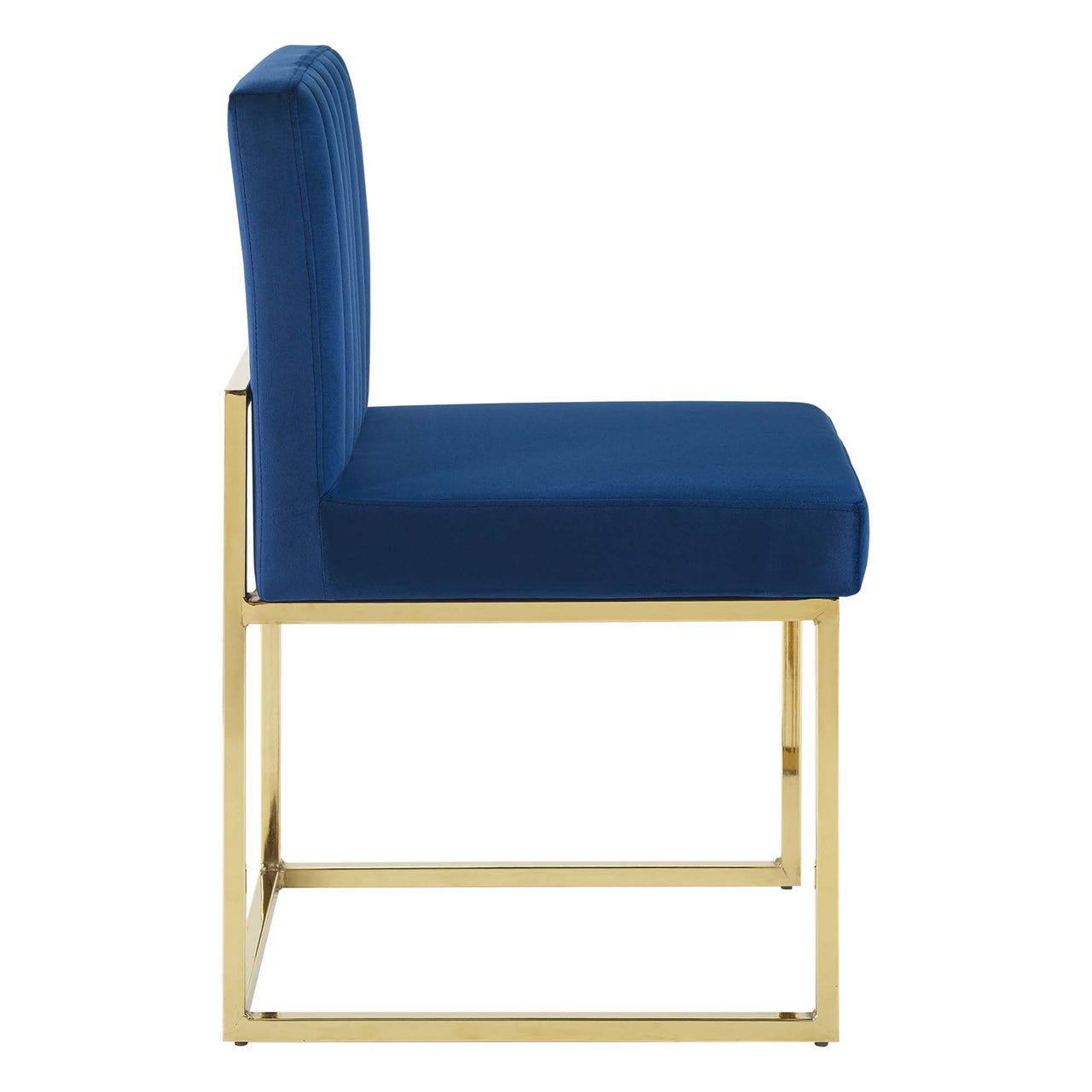 Empress Velvet Side Chair Set of 2, Gold & Navy