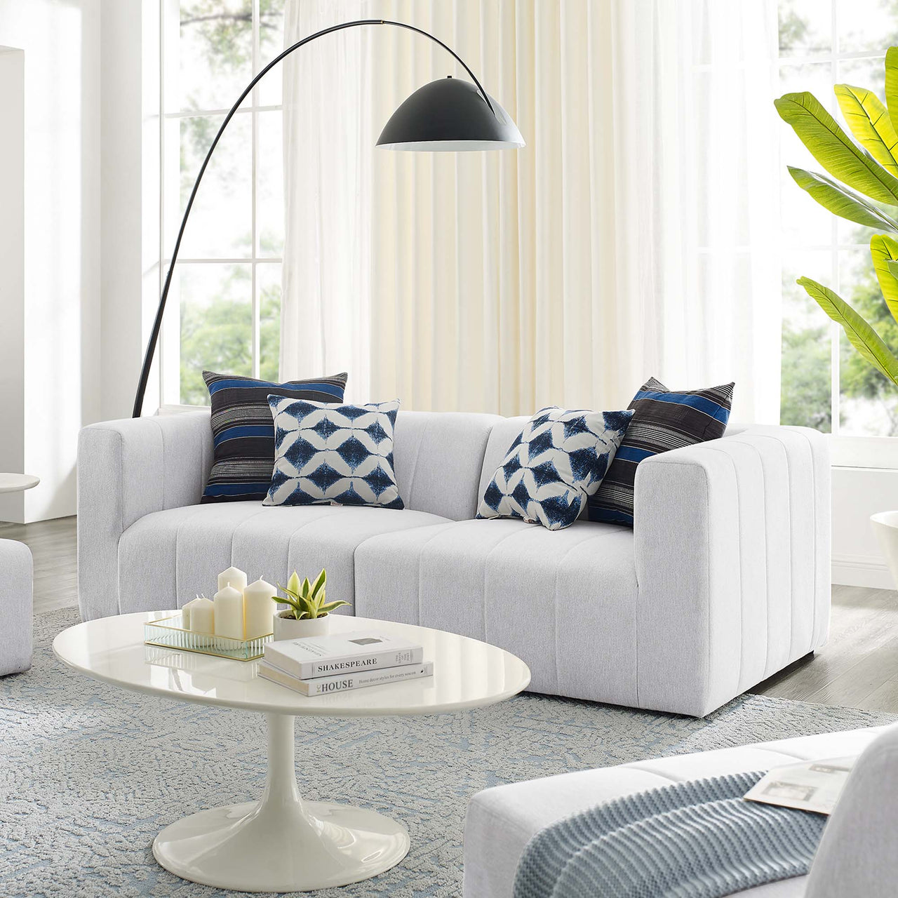 Barden 2-Piece Fabric Loveseat Sectional, Ivory