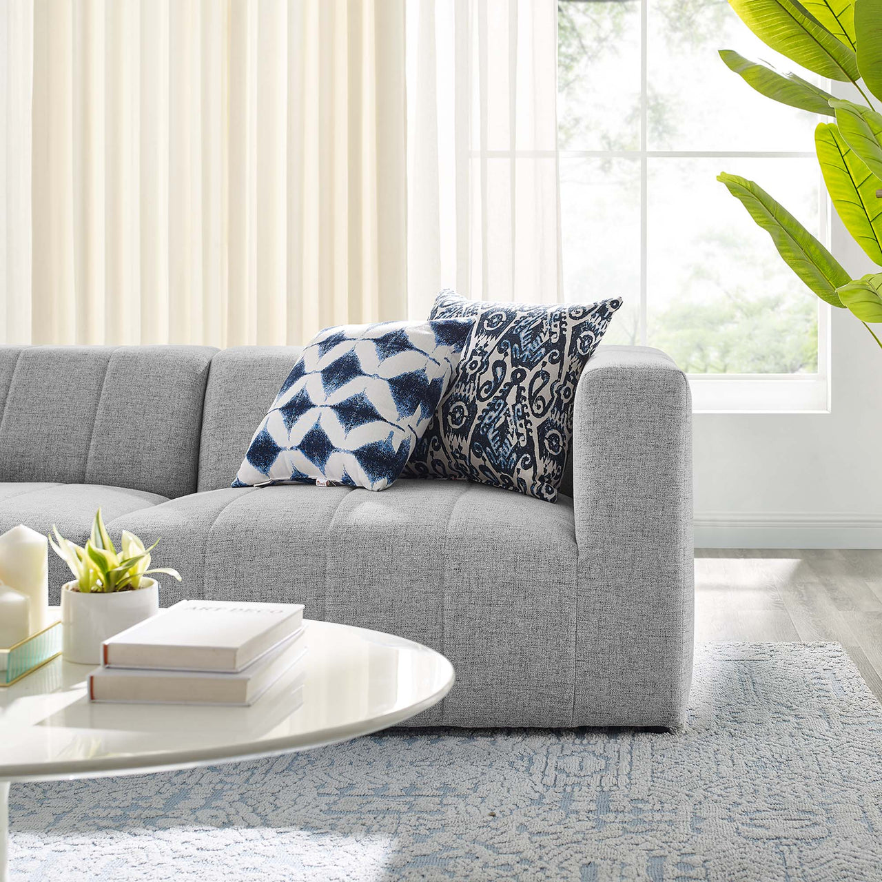 Barden 2-Piece Fabric Loveseat Sectional, Light Gray