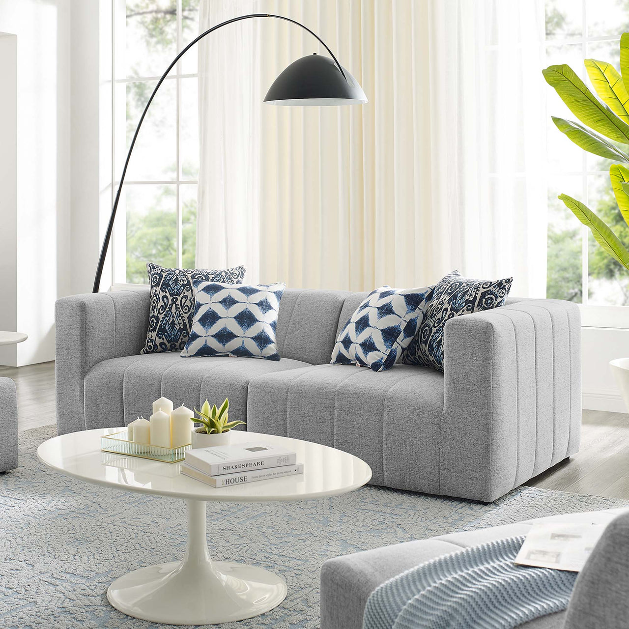 Barden 2-Piece Fabric Loveseat Sectional, Light Gray