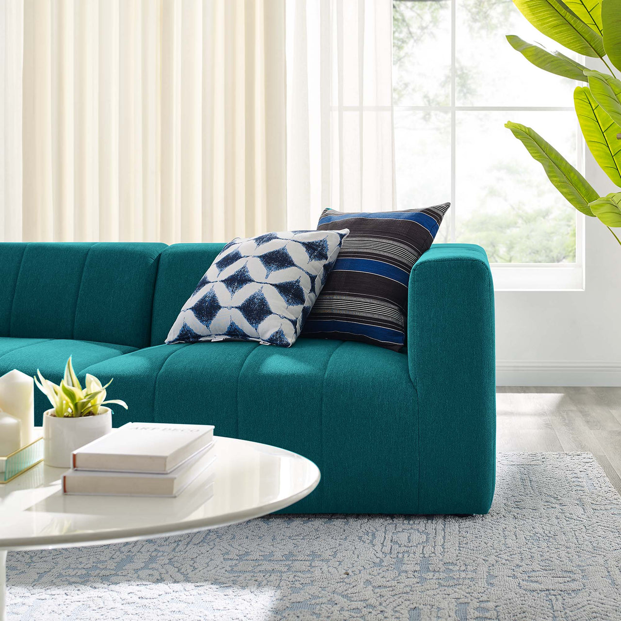 Barden 2-Piece Fabric Loveseat Sectional, Teal
