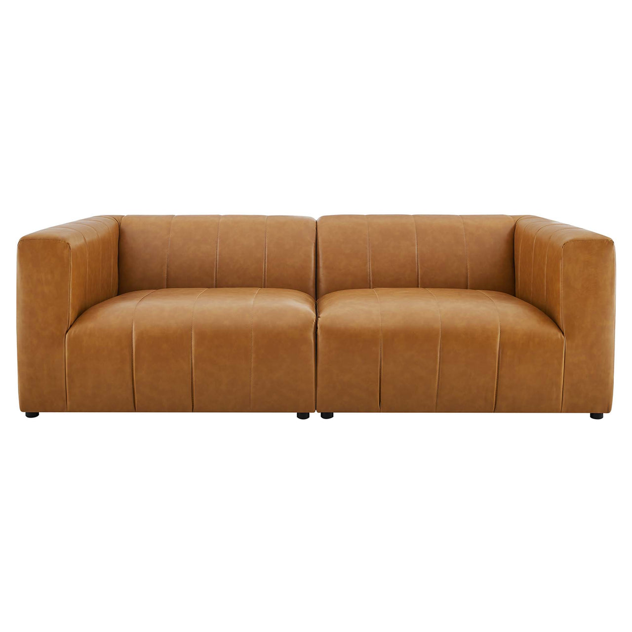 Barden 2-Piece Eco-Leather Loveseat Sectional, Tan