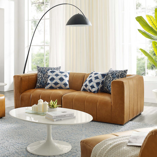 Barden 2-Piece Eco-Leather Loveseat Sectional, Tan