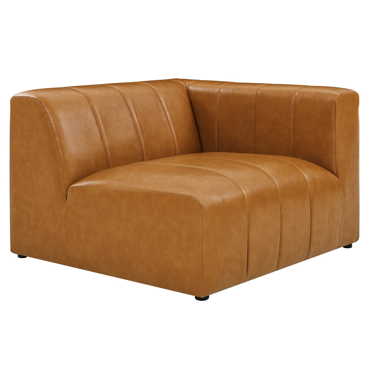 Barden 2-Piece Eco-Leather Loveseat Sectional, Tan