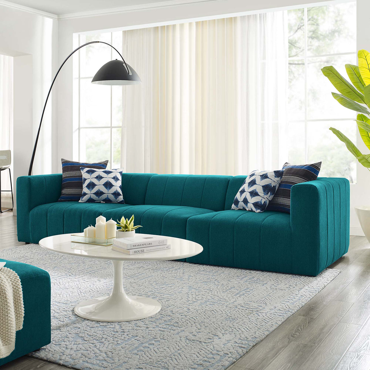 Barden 3-Piece Fabric Sofa Sectional, Teal