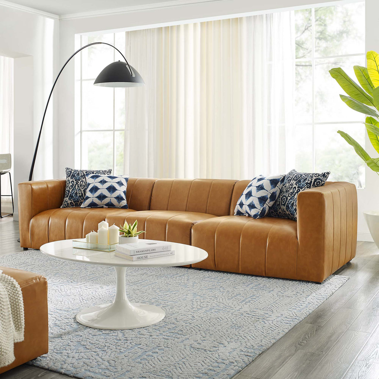 Barden 3-Piece Eco-Leather Sofa Sectional, Tan