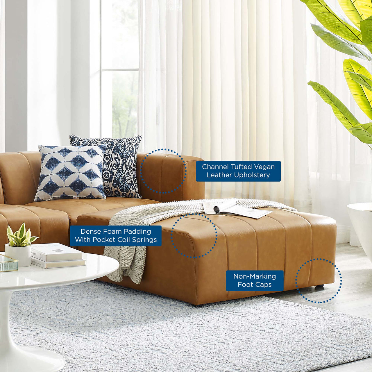 Barden 4-Piece Eco-Leather Sectional, Tan