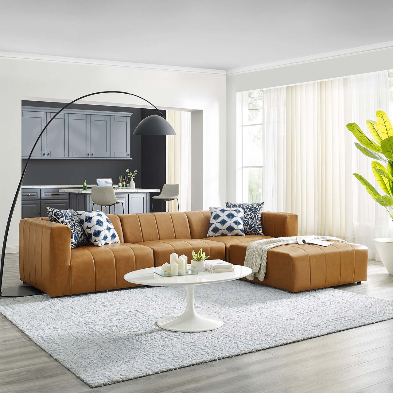 Barden 4-Piece Eco-Leather Sectional, Tan