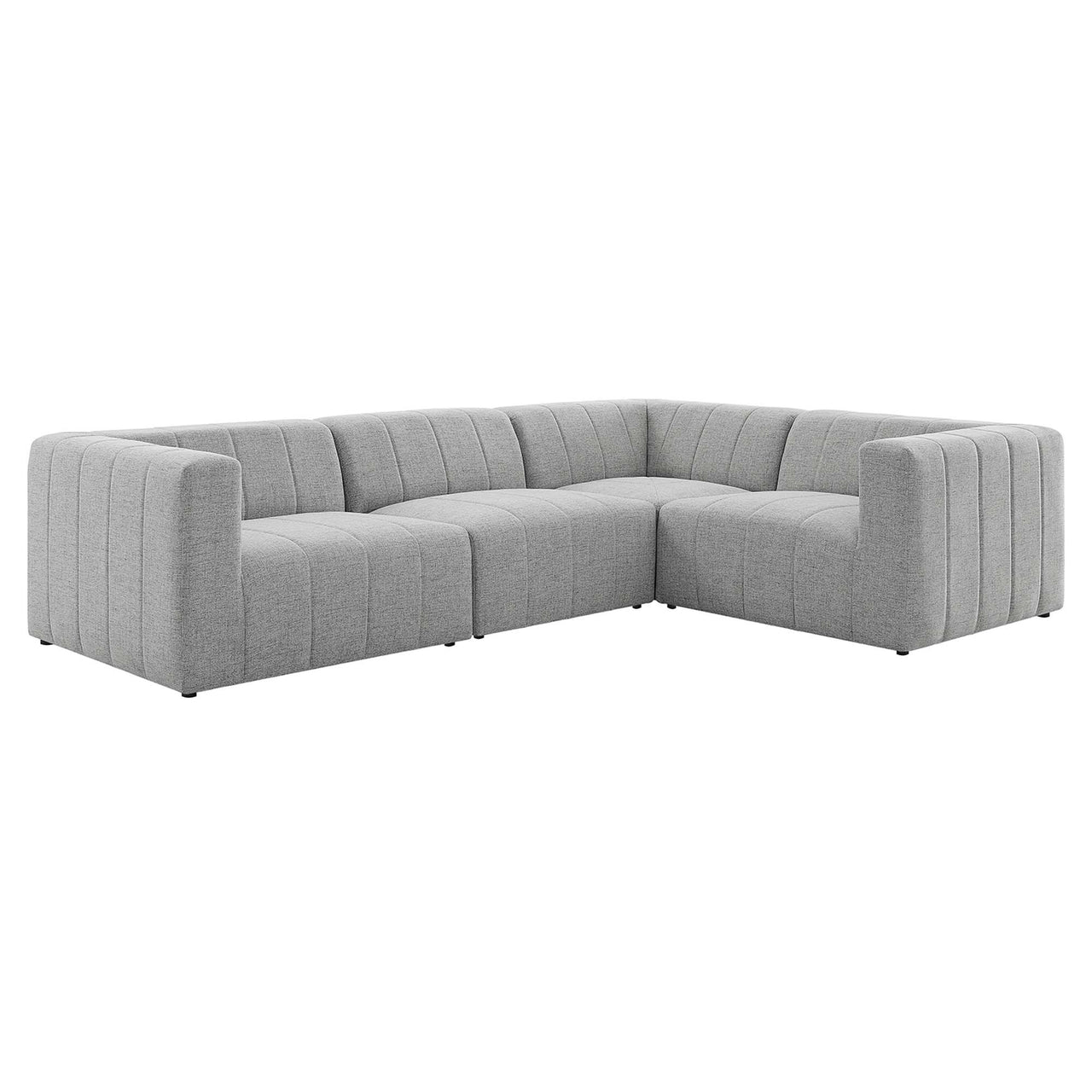 Bartlett 4-Piece Upholstered Fabric Sectional, Light Gray