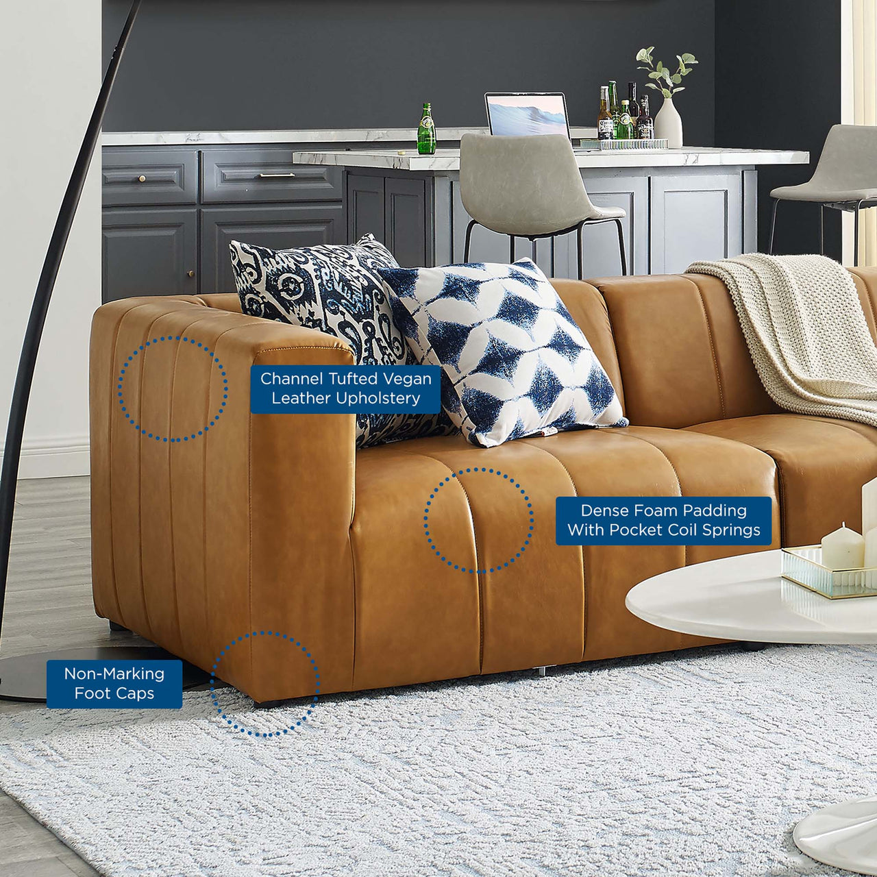 Barden 4-Piece Eco-Leather Sectional, Tan
