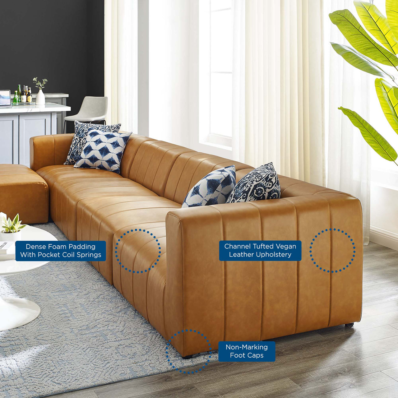 Barden 5-Piece Eco-Leather Sectional, Tan
