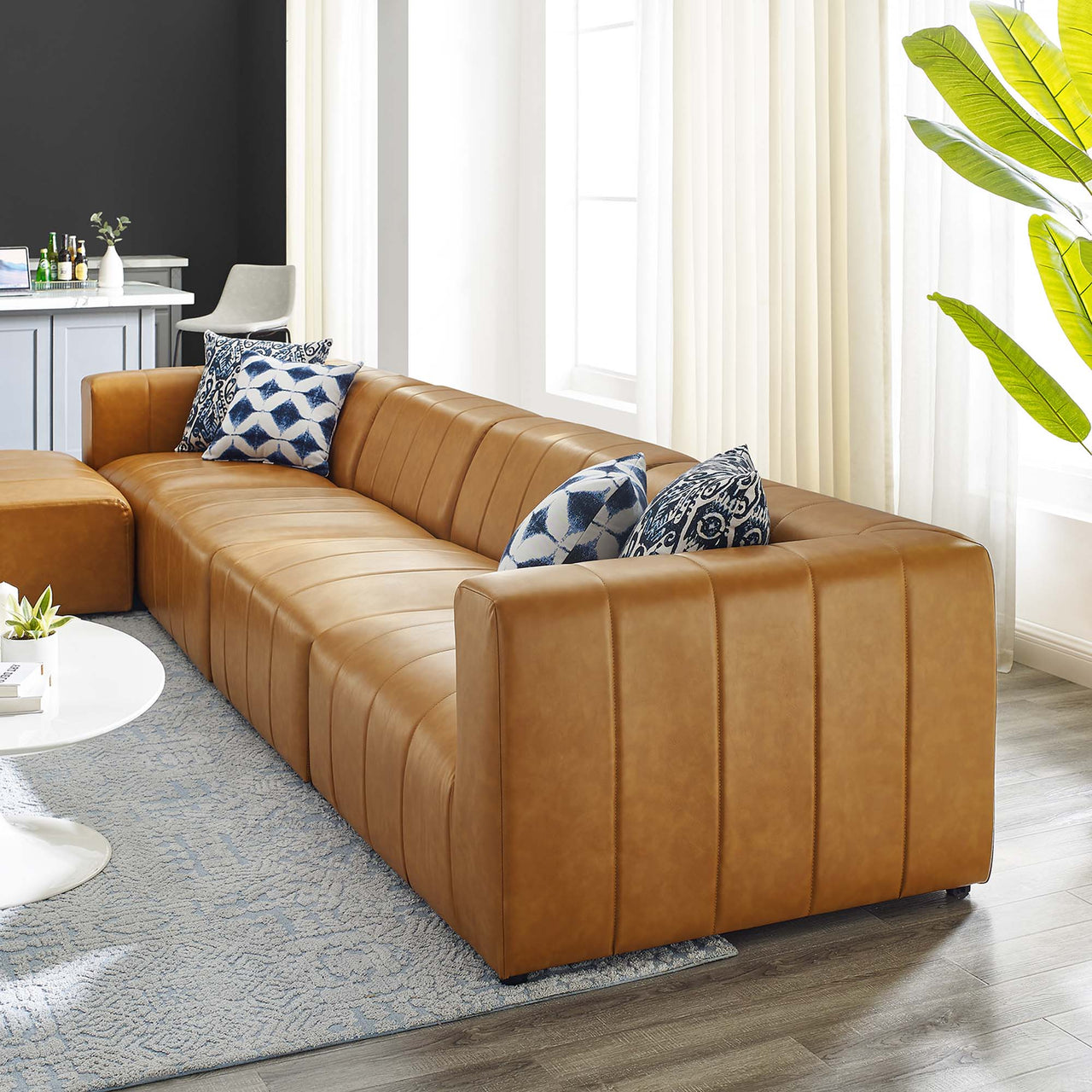 Barden 5-Piece Eco-Leather Sectional, Tan