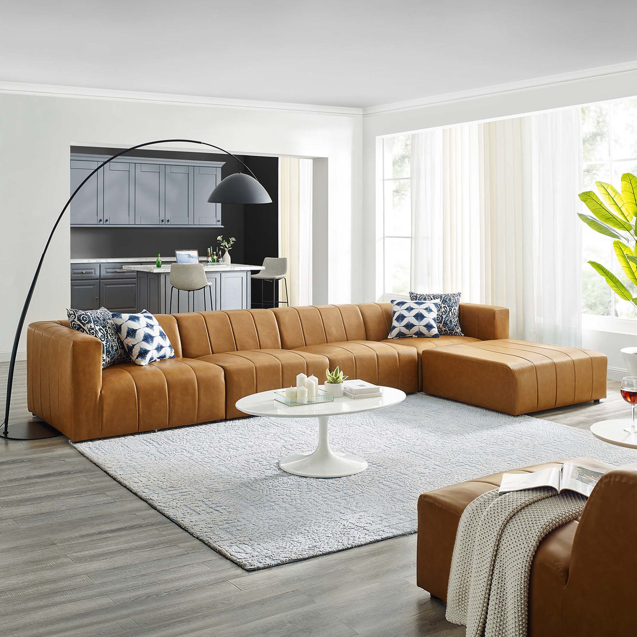 Barden 5-Piece Eco-Leather Sectional, Tan