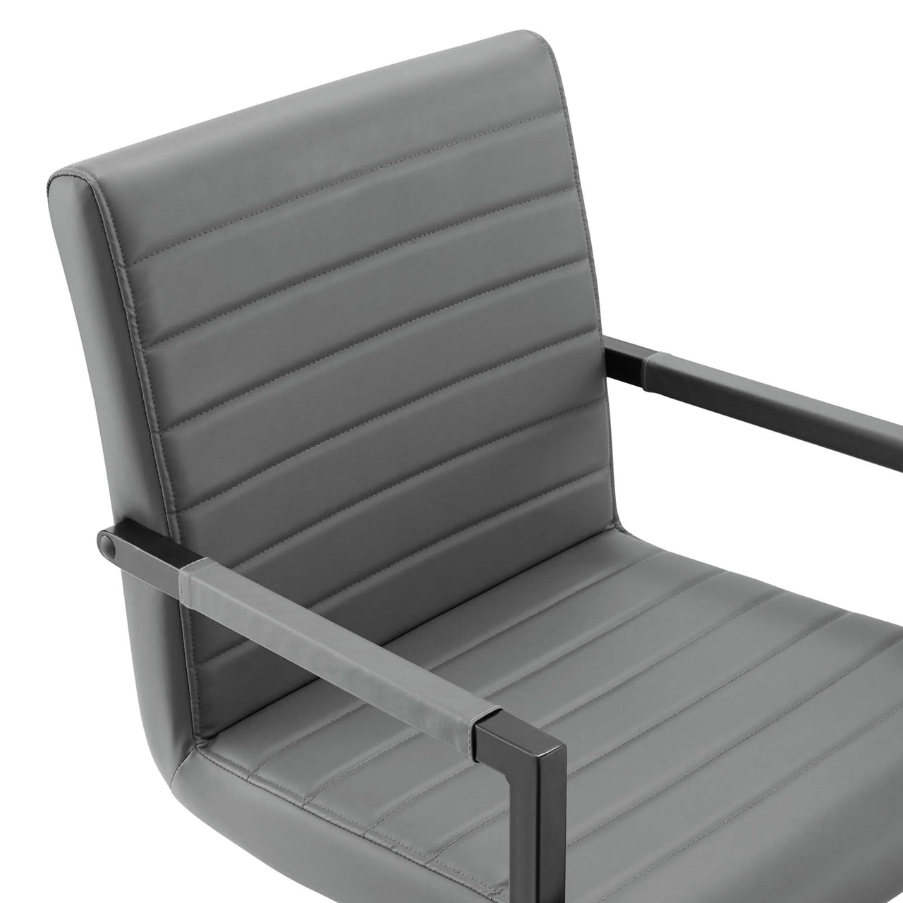 Leveled Eco-Leather Dining Chair Set of 2, Gray