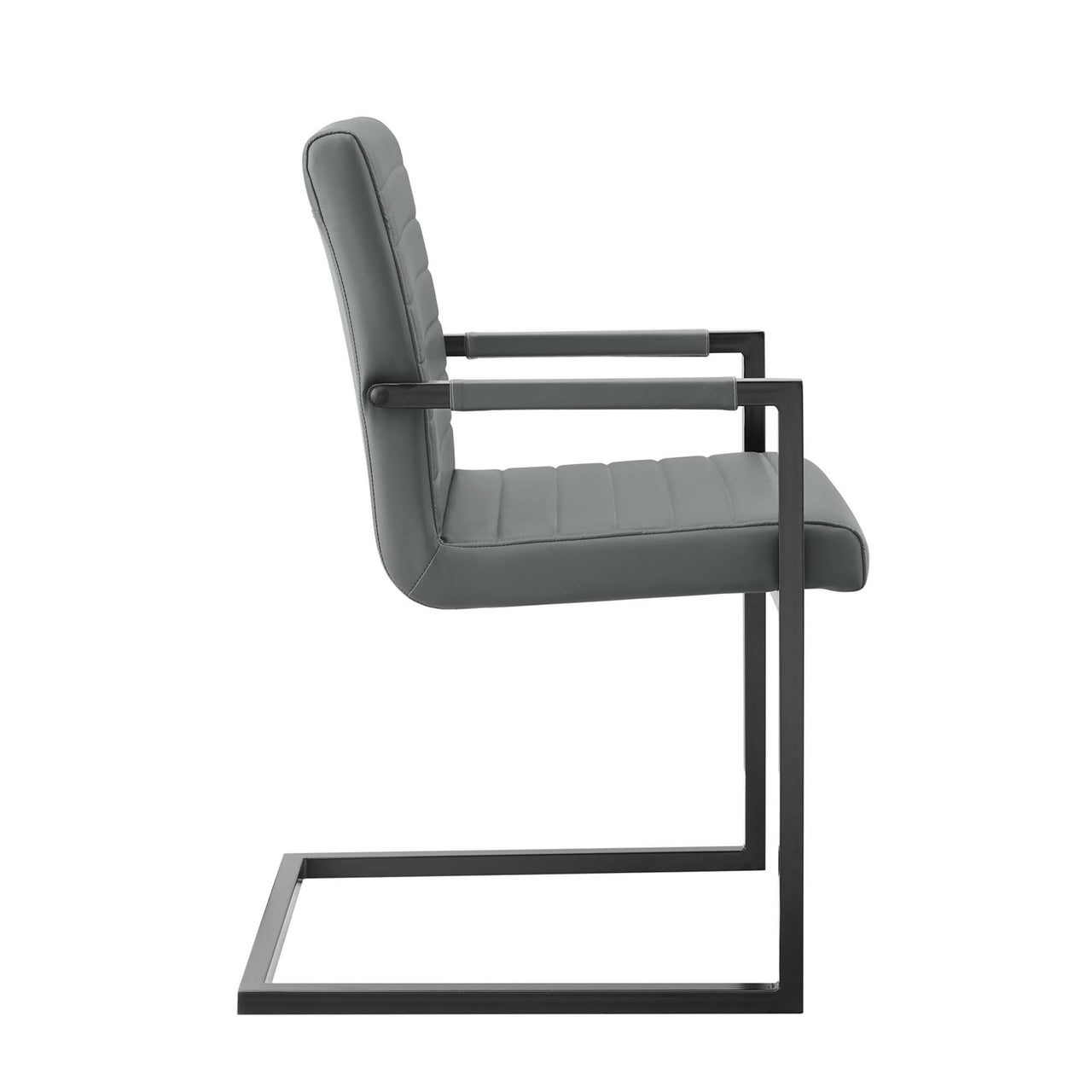 Leveled Eco-Leather Dining Chair Set of 2, Gray