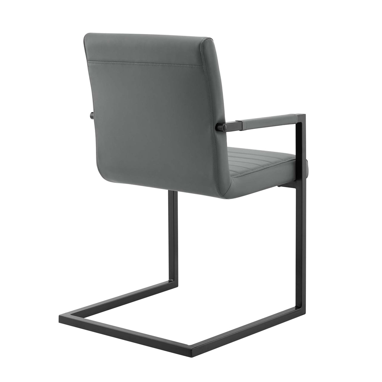 Leveled Eco-Leather Dining Chair Set of 2, Gray