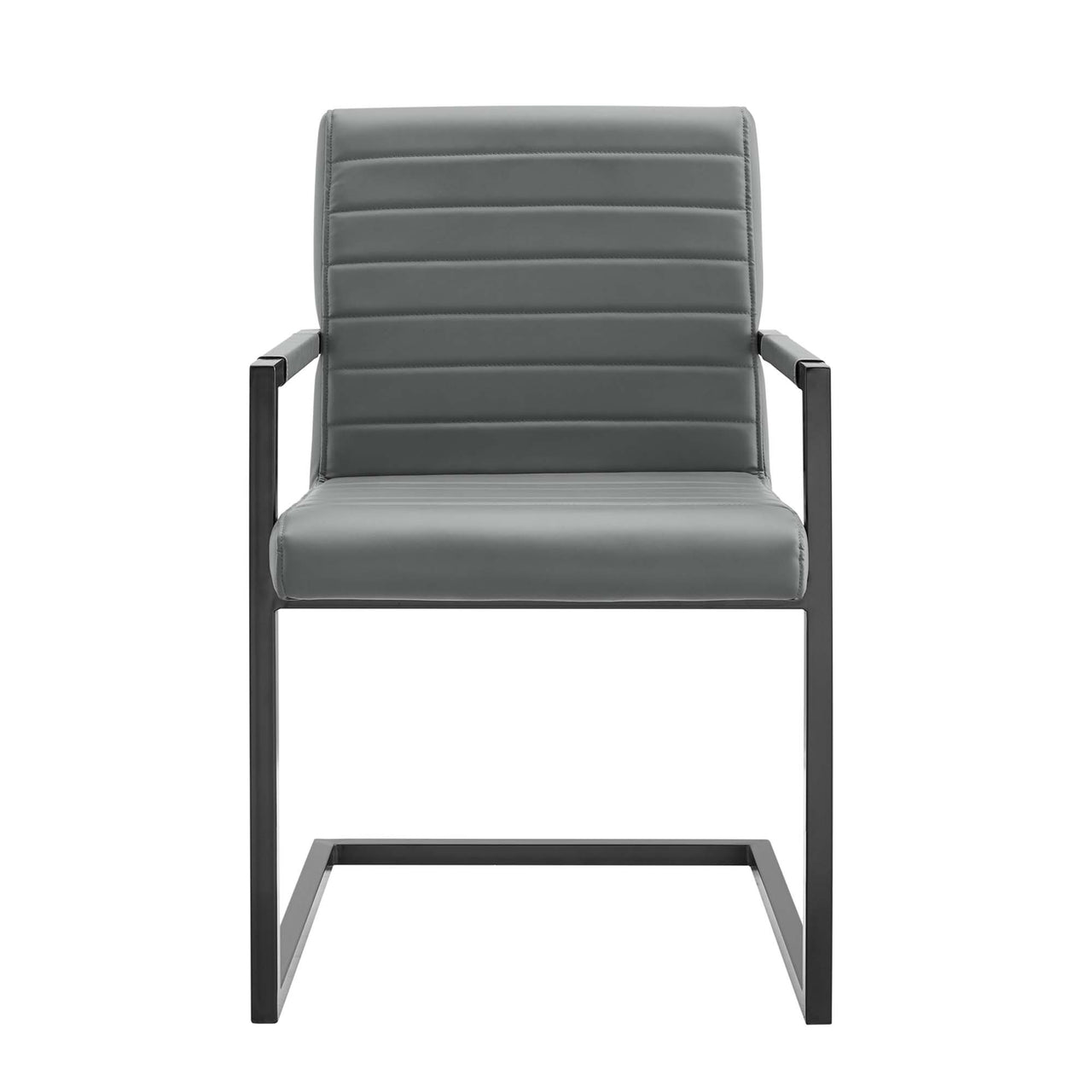 Leveled Eco-Leather Dining Chair Set of 2, Gray