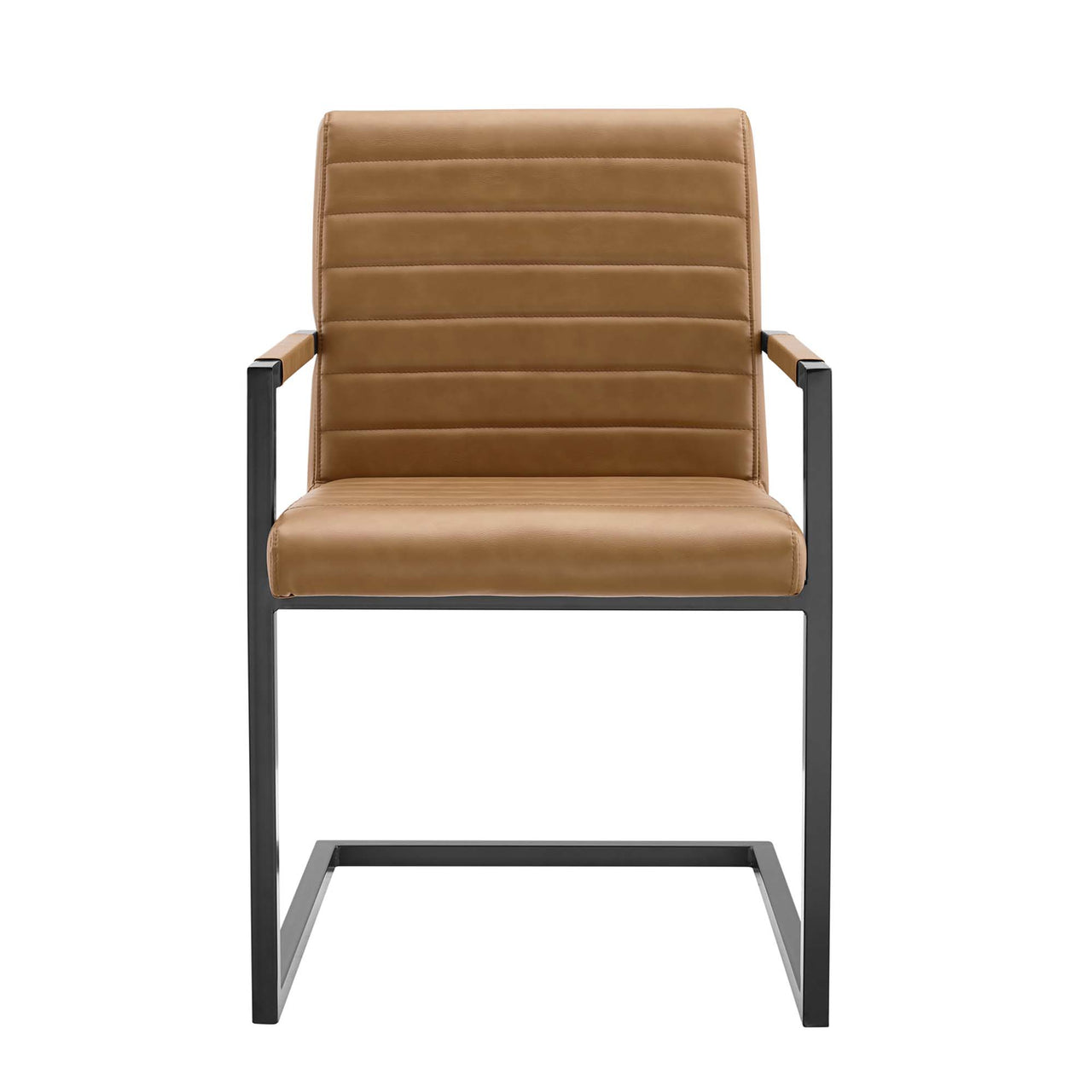 Leveled Eco-Leather Dining Chair Set of 2, Tan