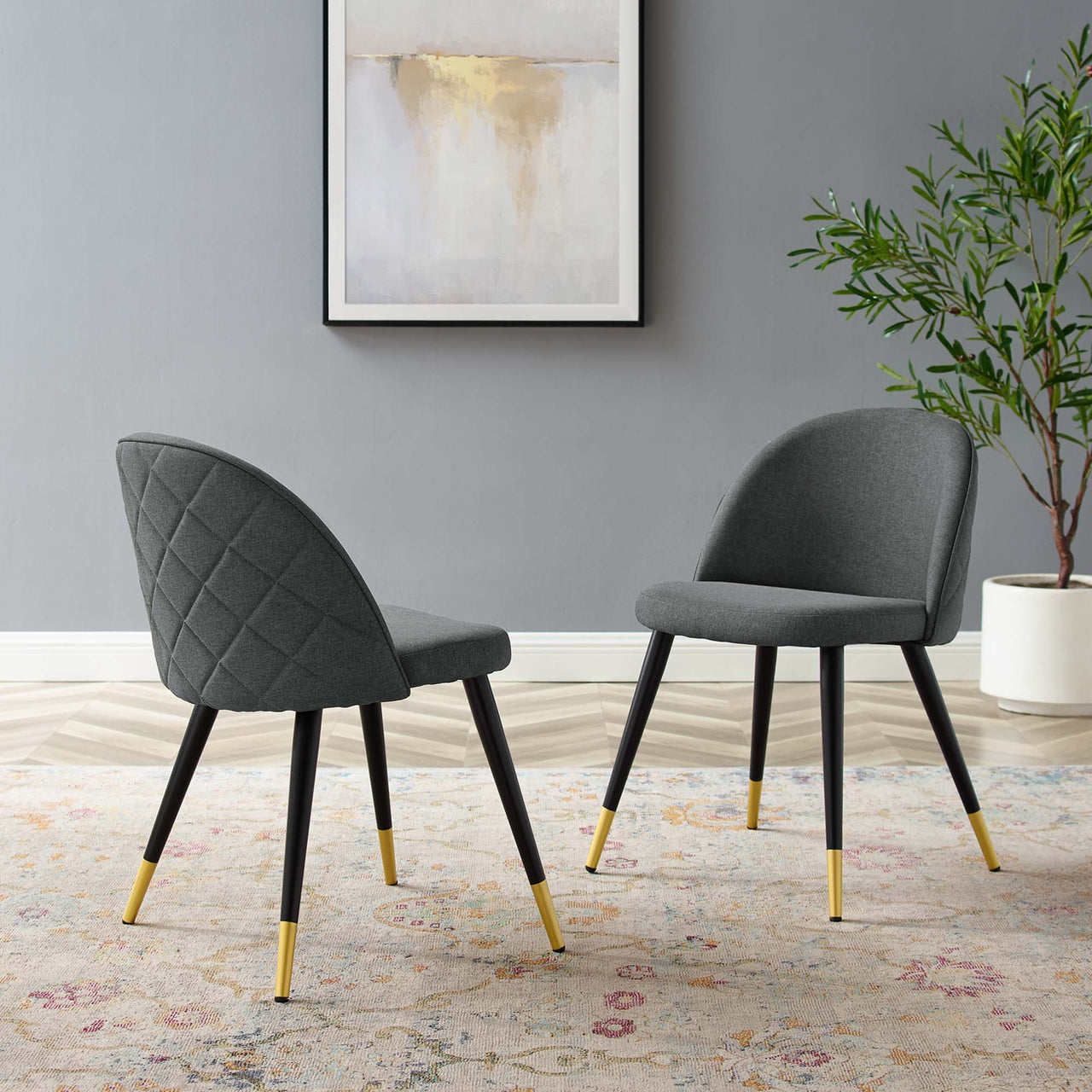 Adamantitus Dining Chair Set of 2, Gray