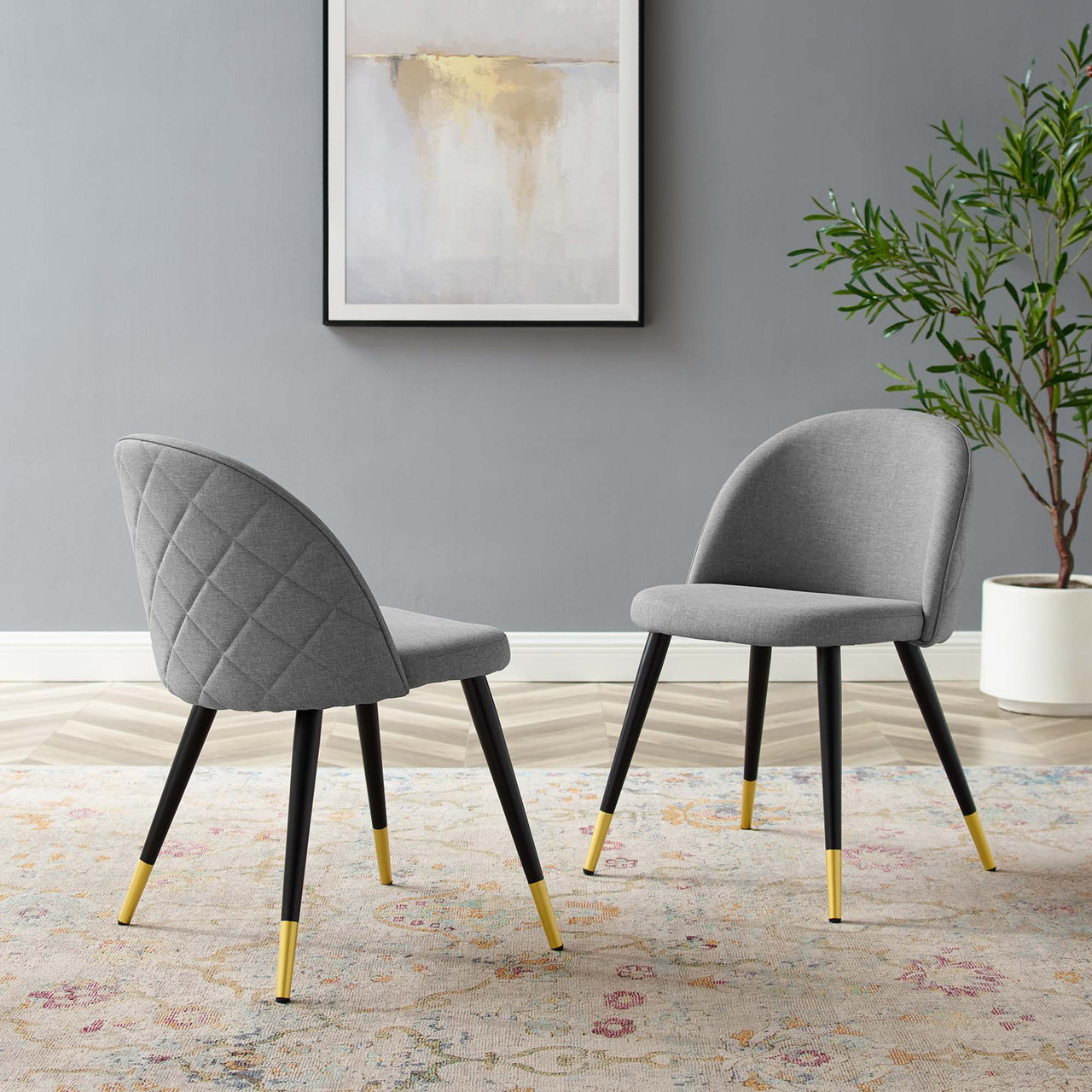 Adamantitus Dining Chair Set of 2, Light Gray