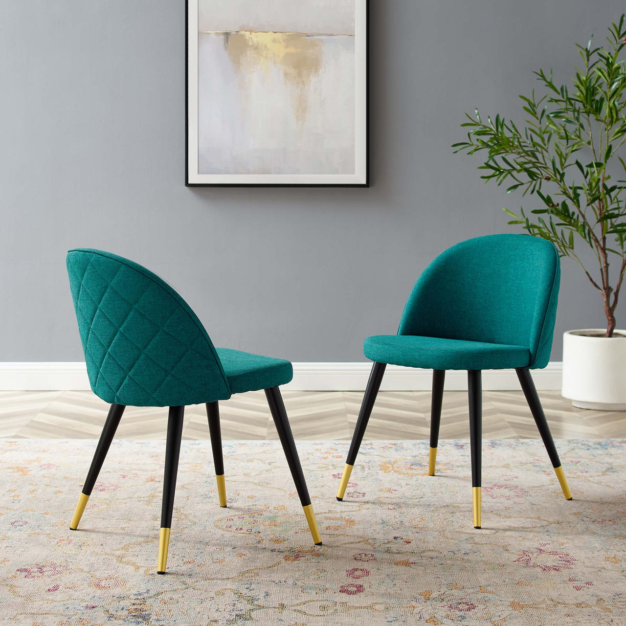 Adamantitus Dining Chair Set of 2, Teal