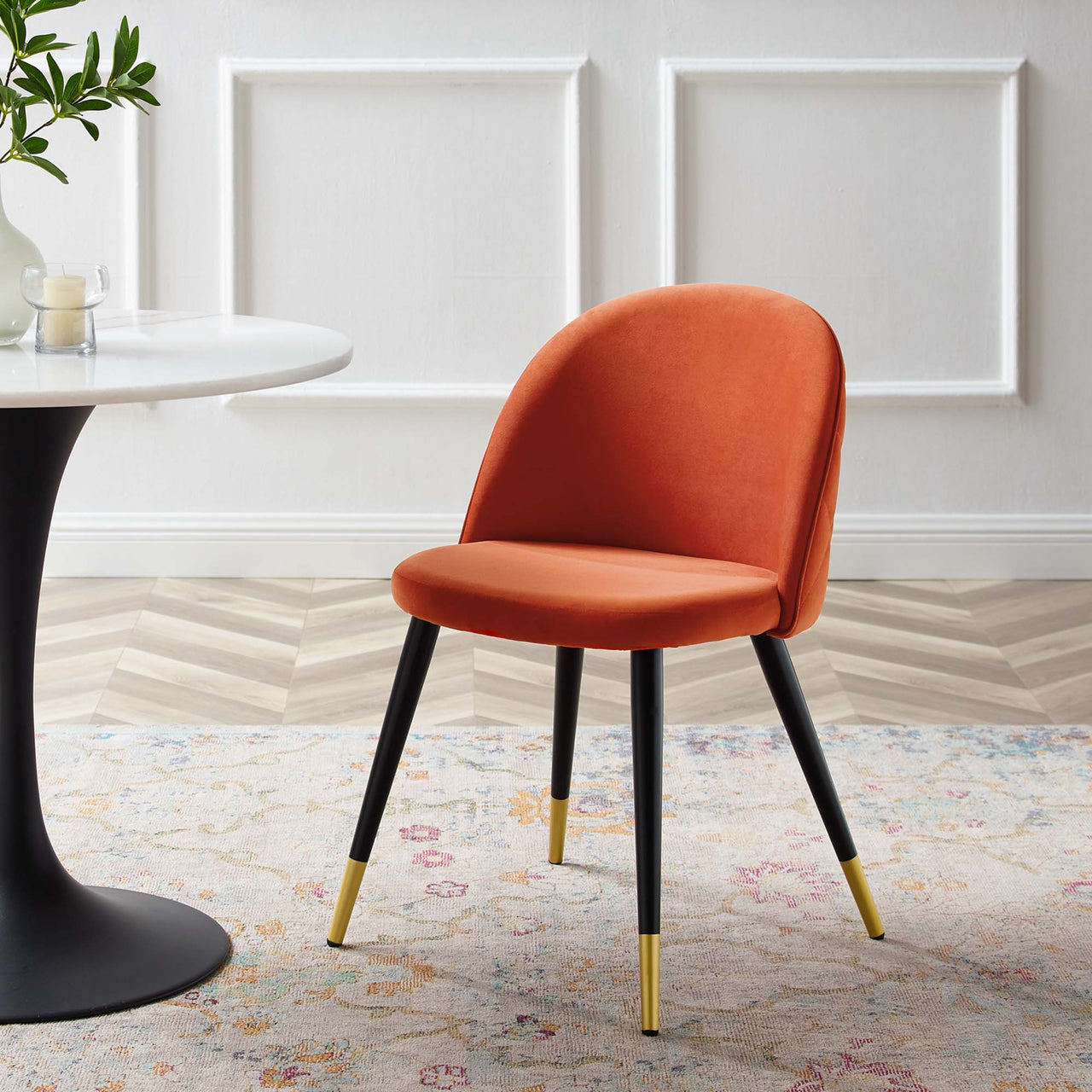 Adamantitus Upholstered Dining Chair Set of 2, Orange