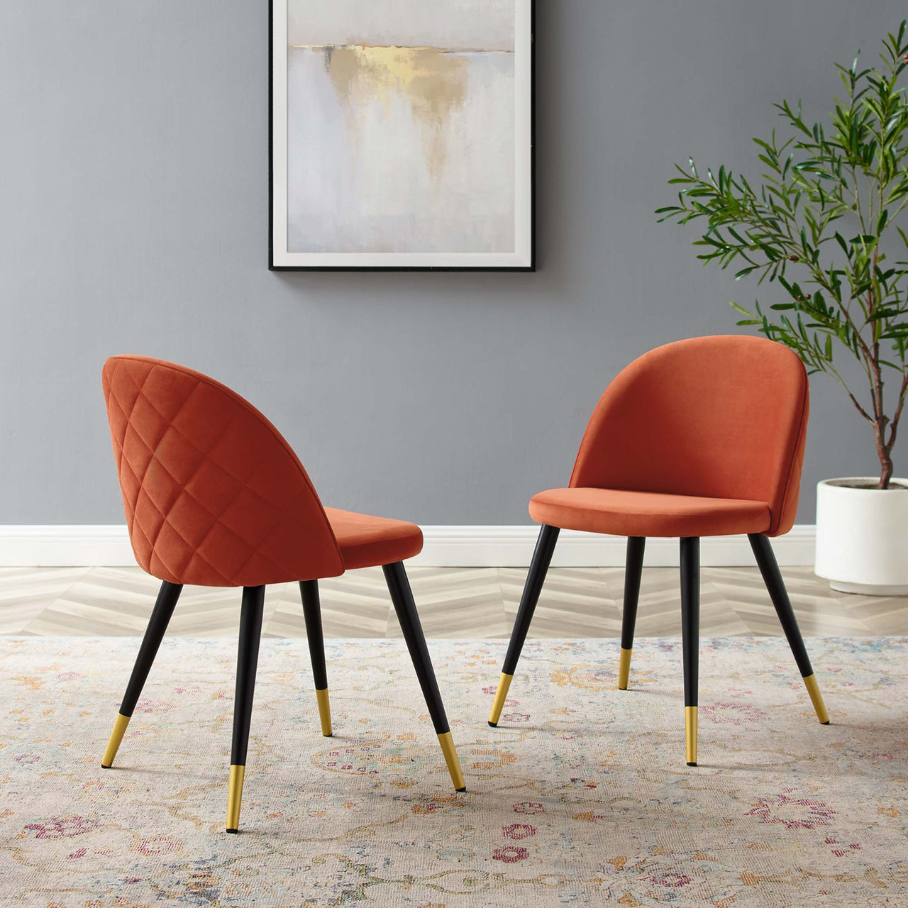 Adamantitus Upholstered Dining Chair Set of 2, Orange