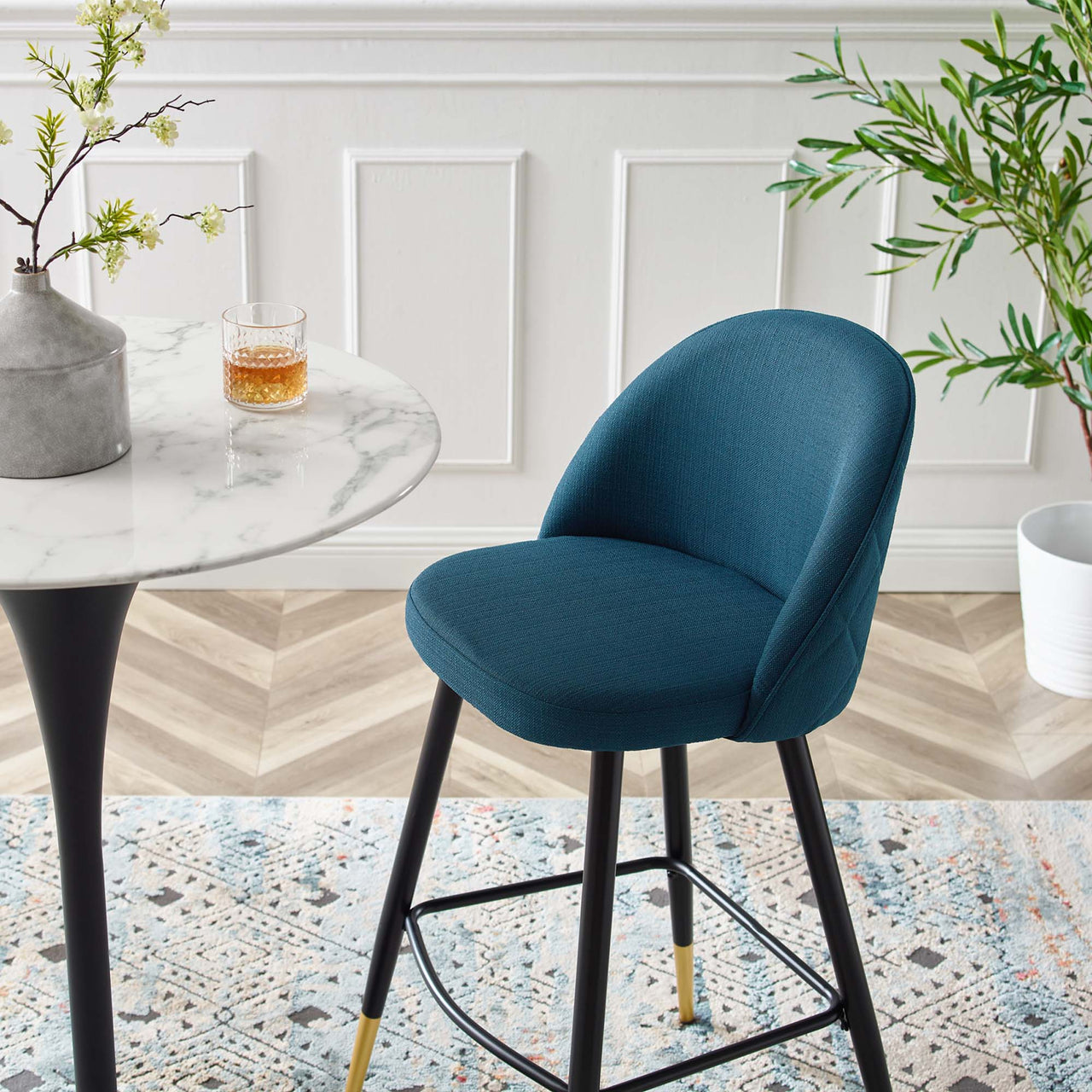 Adamantitus Woven Bar Stool Set of 2, Azure