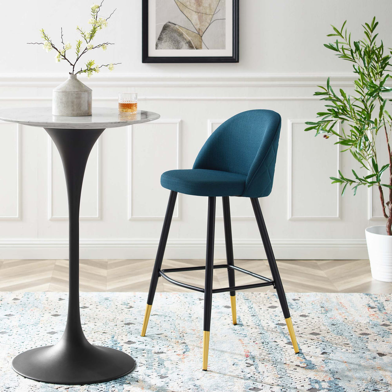 Adamantitus Woven Bar Stool Set of 2, Azure