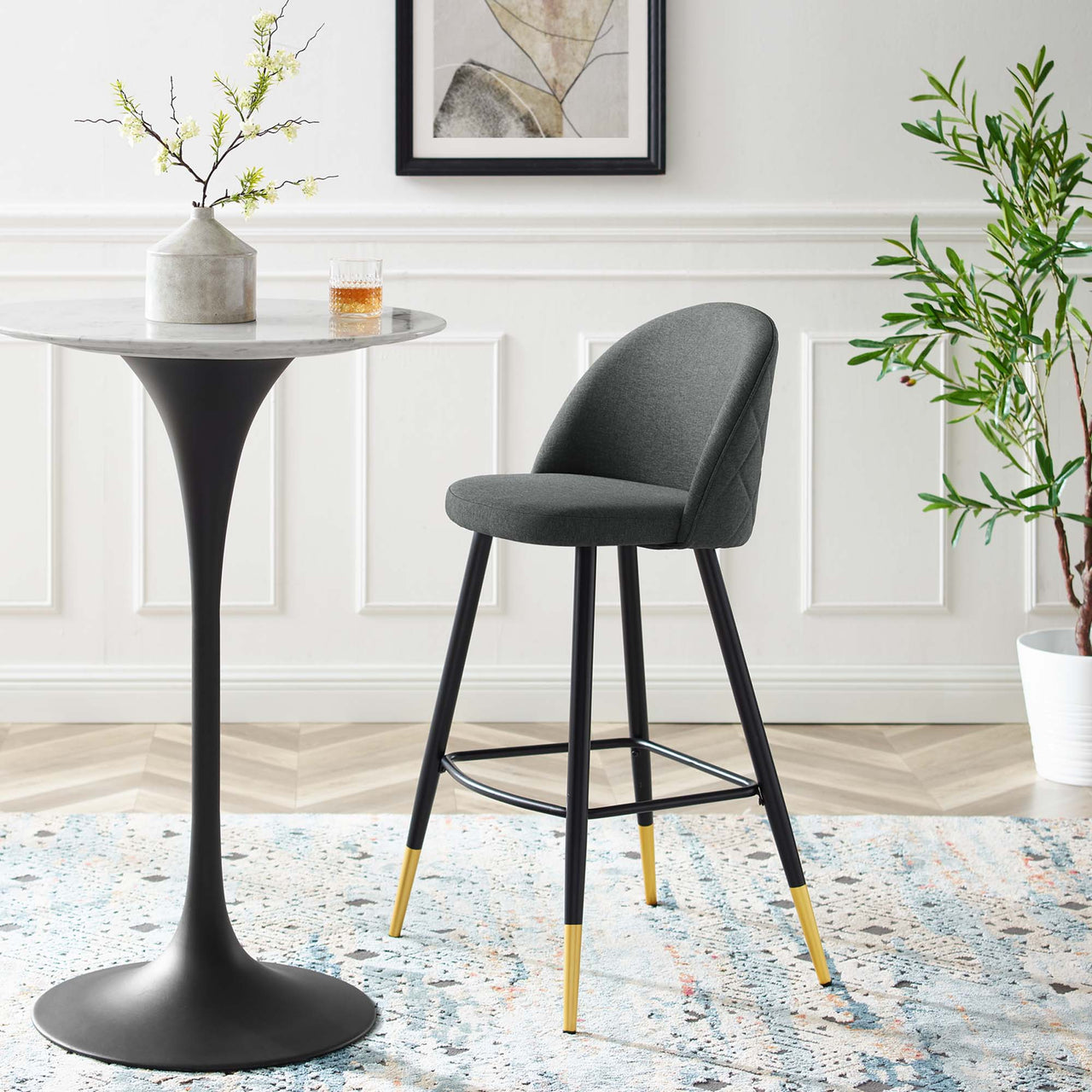 Adamantitus Woven Bar Stool Set of 2, Gray