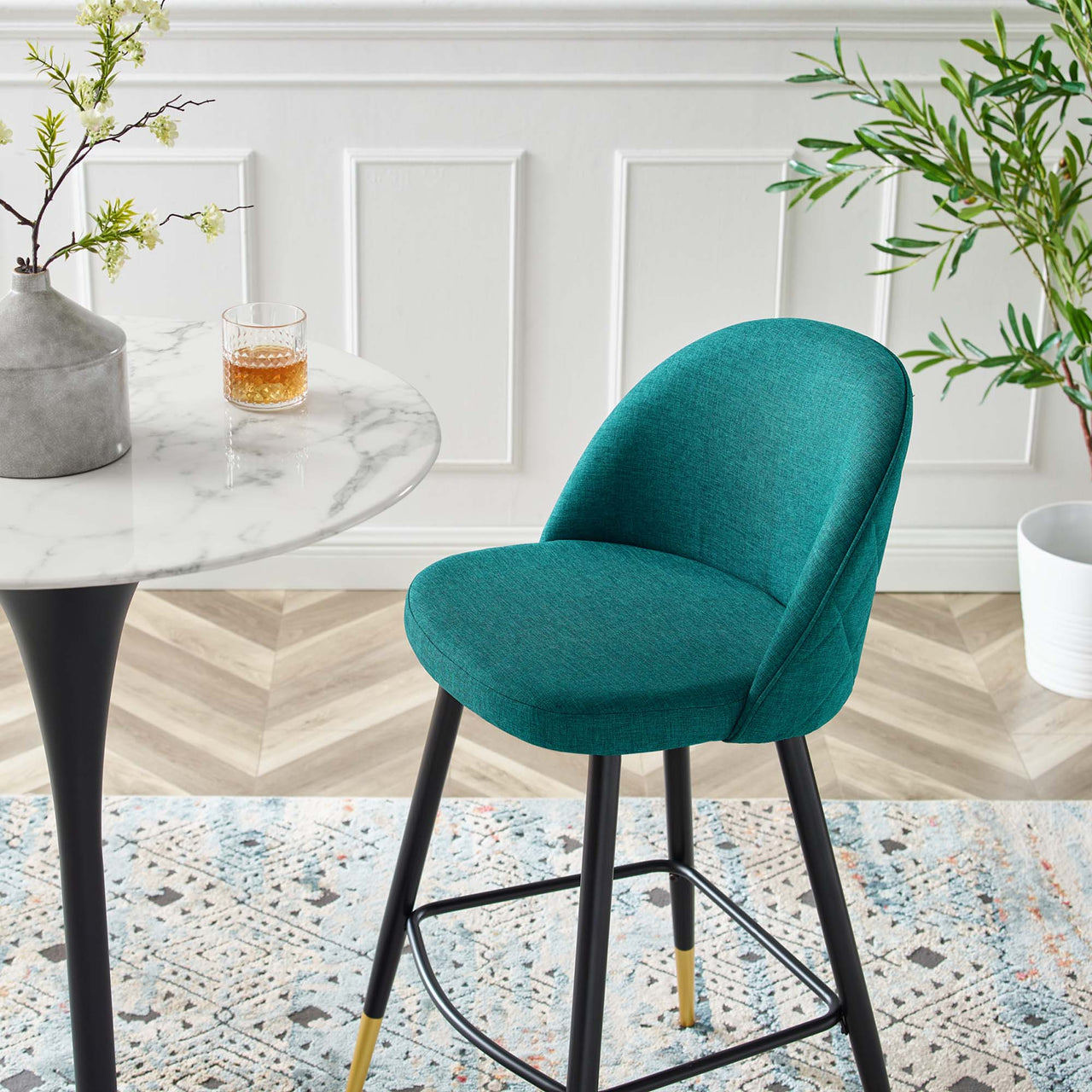 Adamantitus Woven Bar Stool Set of 2, Teal