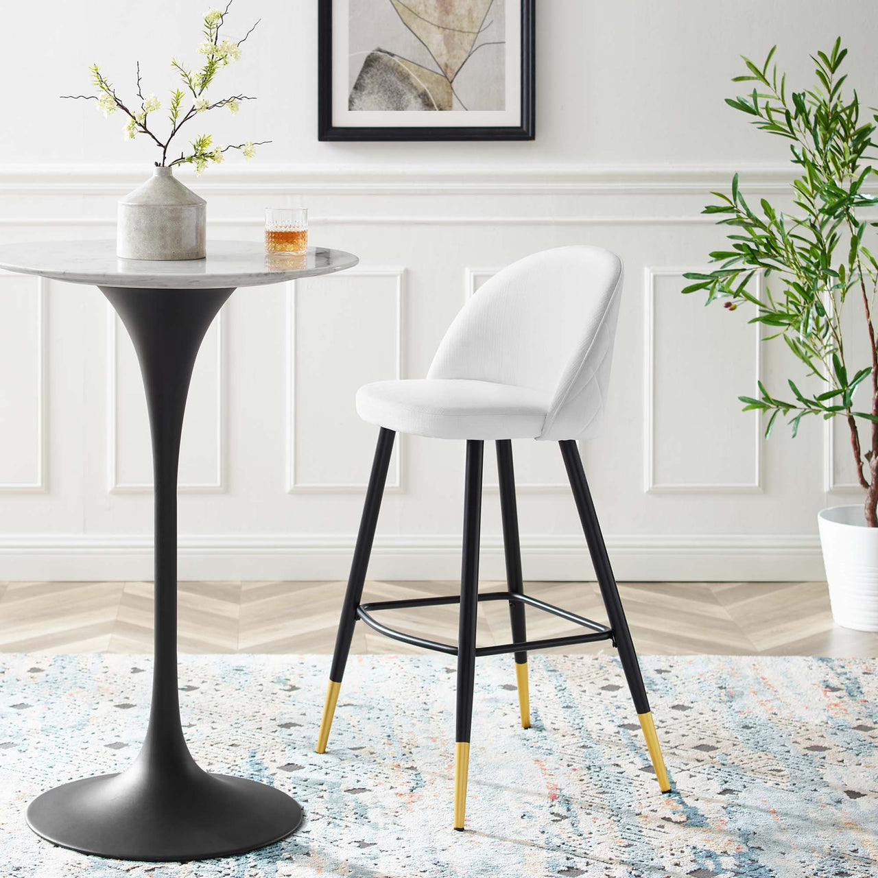 Adamantitus Woven Bar Stool Set of 2, White