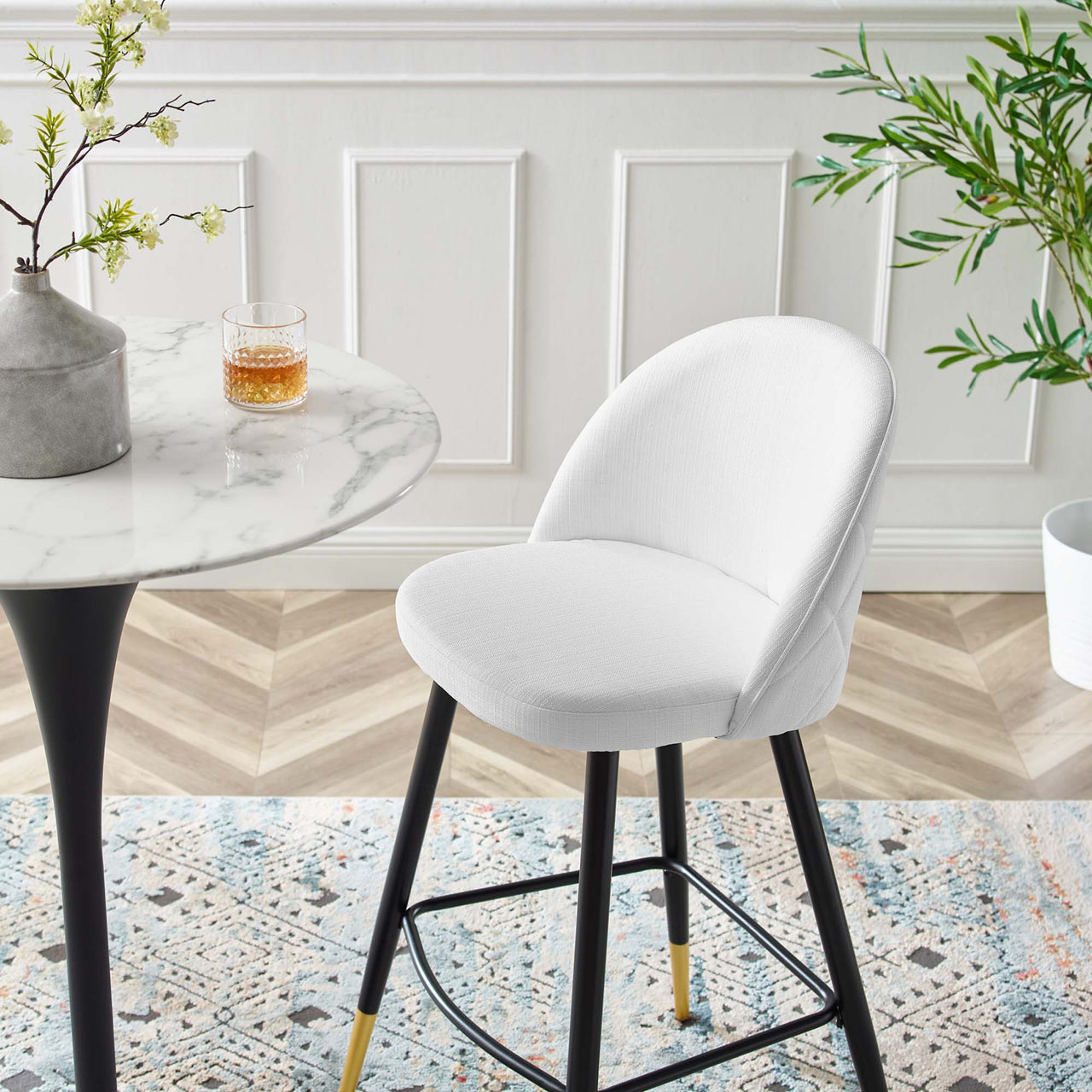 Adamantitus Woven Bar Stool Set of 2, White