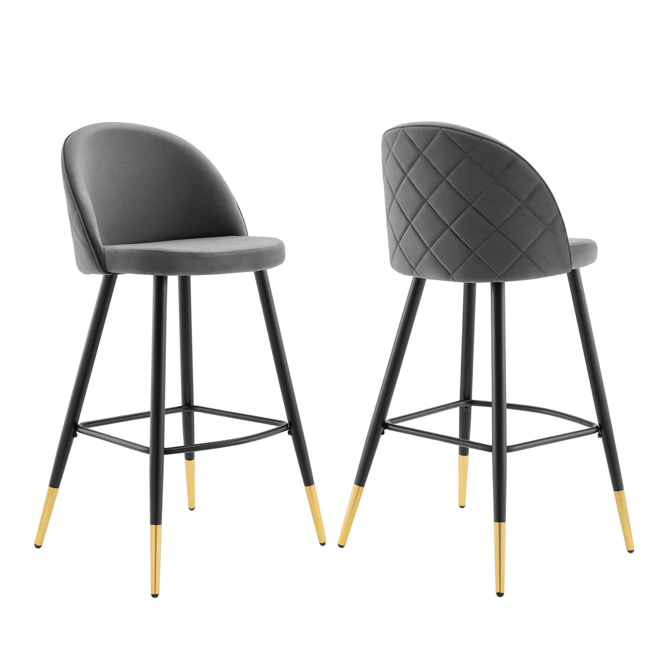 Adamantitus Upholstered Bar Stool Set of 2, Gray