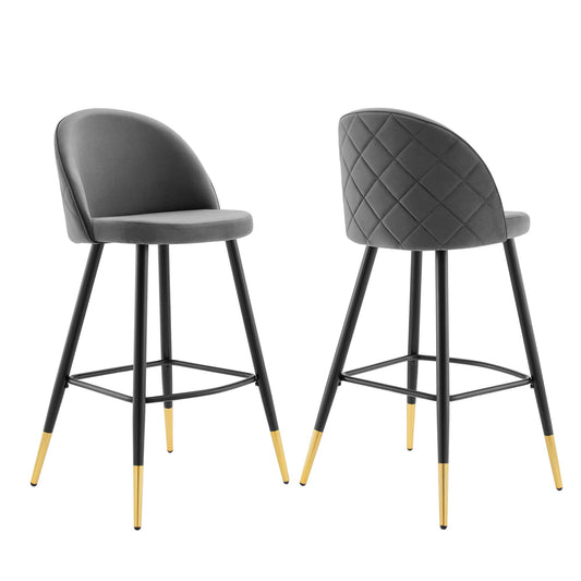 Adamantitus Upholstered Bar Stool Set of 2, Gray