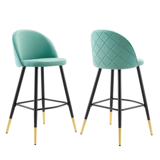 Adamantitus Upholstered Bar Stool Set of 2, Mint