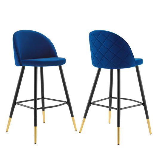 Adamantitus Upholstered Bar Stool Set of 2, Navy
