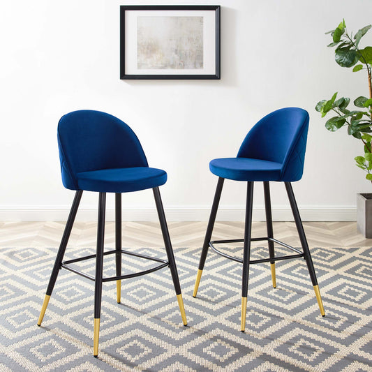 Adamantitus Upholstered Bar Stool Set of 2, Navy