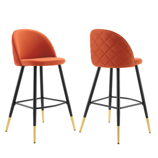 Adamantitus Upholstered Bar Stool Set of 2, Orange