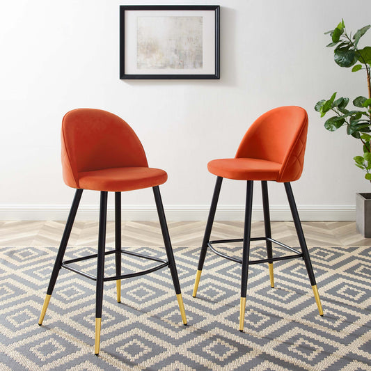 Adamantitus Upholstered Bar Stool Set of 2, Orange
