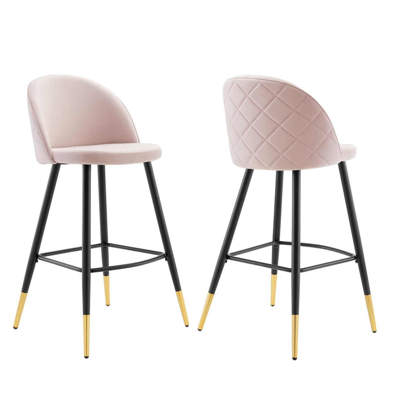 Adamantitus Upholstered Bar Stool Set of 2, Pink
