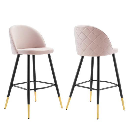 Adamantitus Upholstered Bar Stool Set of 2, Pink