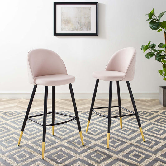 Adamantitus Upholstered Bar Stool Set of 2, Pink