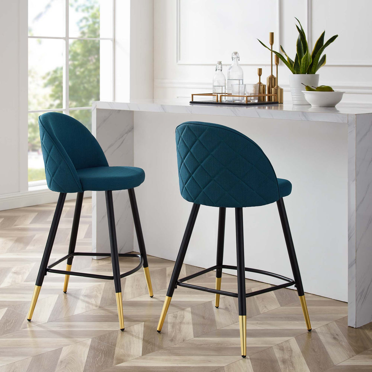 Adamantitus Woven Counter Stool Set of 2, Azure