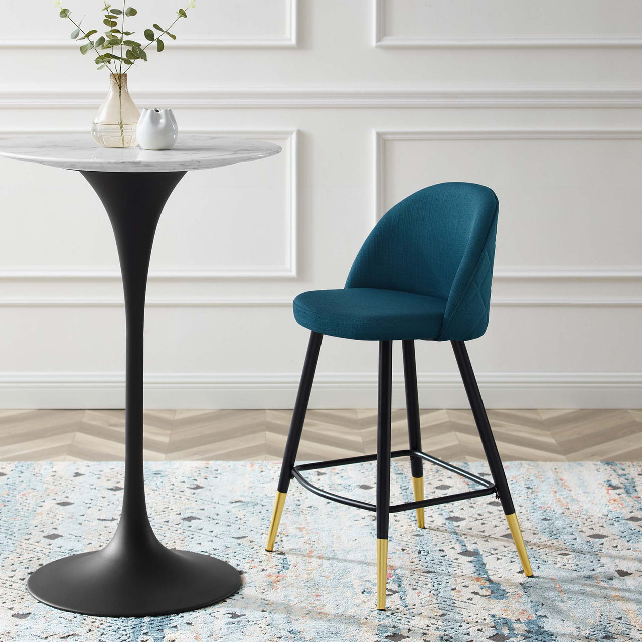 Adamantitus Woven Counter Stool Set of 2, Azure