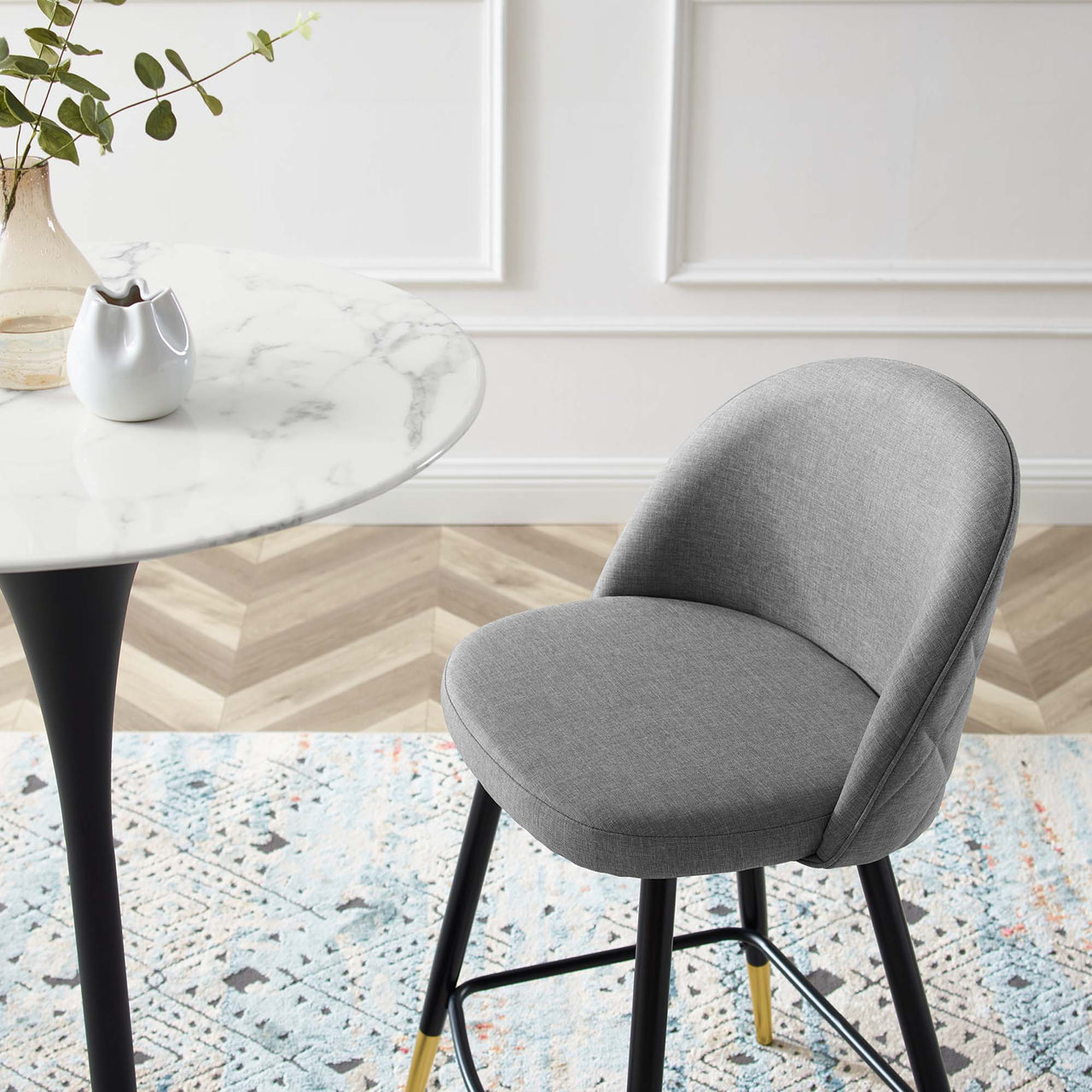 Adamantitus Woven Counter Stool Set of 2, Light Gray