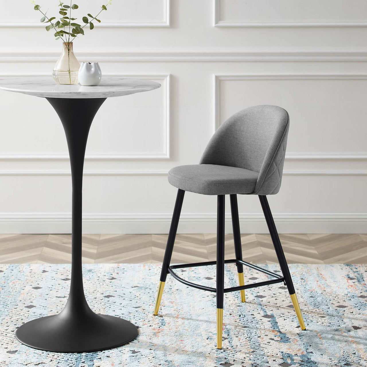 Adamantitus Woven Counter Stool Set of 2, Light Gray