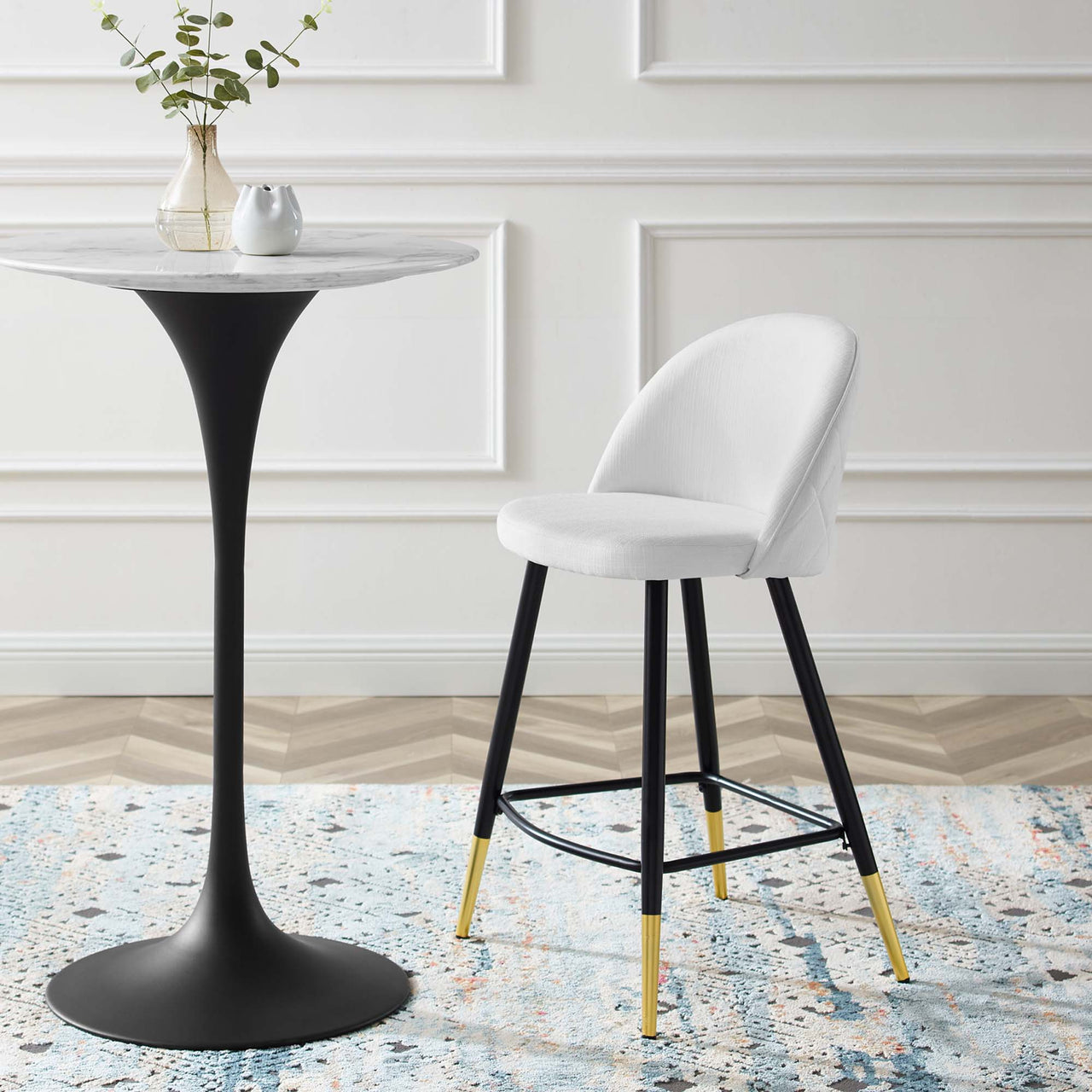 Adamantitus Woven Counter Stool Set of 2, White
