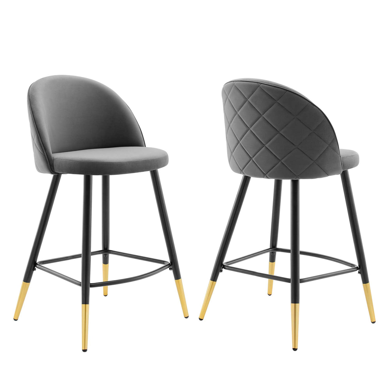 Adamantitus Upholstered Counter Stool Set of 2, Gray